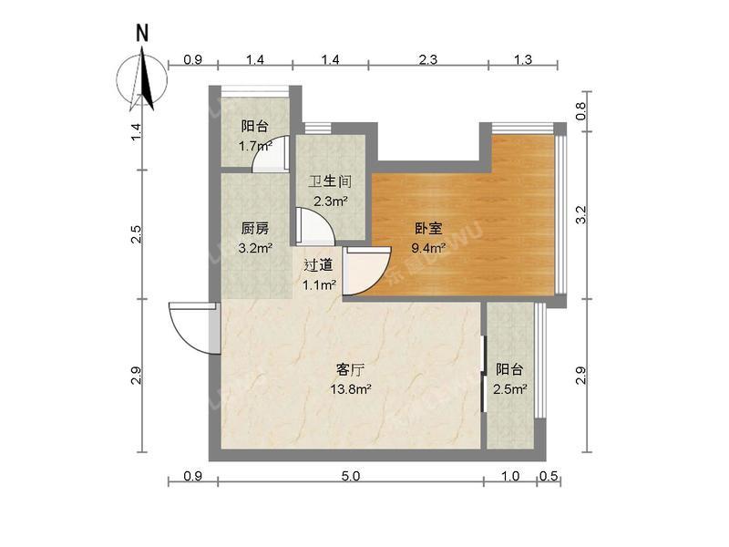 深圳特发泊林花园户型照片_特发泊林花园 1室1厅44.27m²满五年