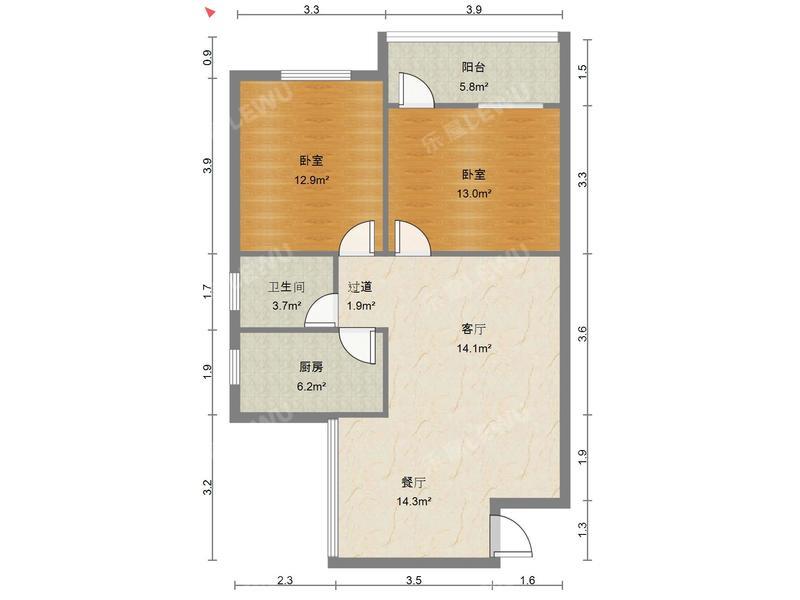 中山华丰花园8区户型照片_华丰花园8区 2室2厅80.69m²整租