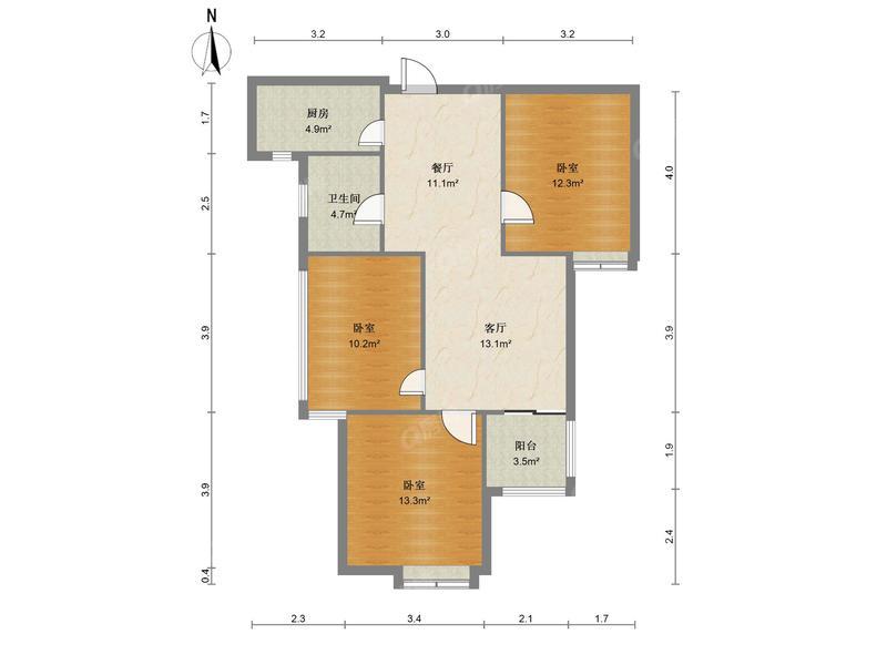 合肥华盛大运城二期户型照片_华盛大运城二期 3室2厅90m²普通装修