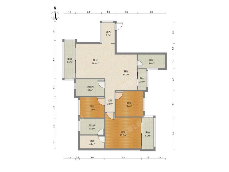 中山御城金湾花园户型照片_御城金湾花园 3室2厅136.96m²毛坯