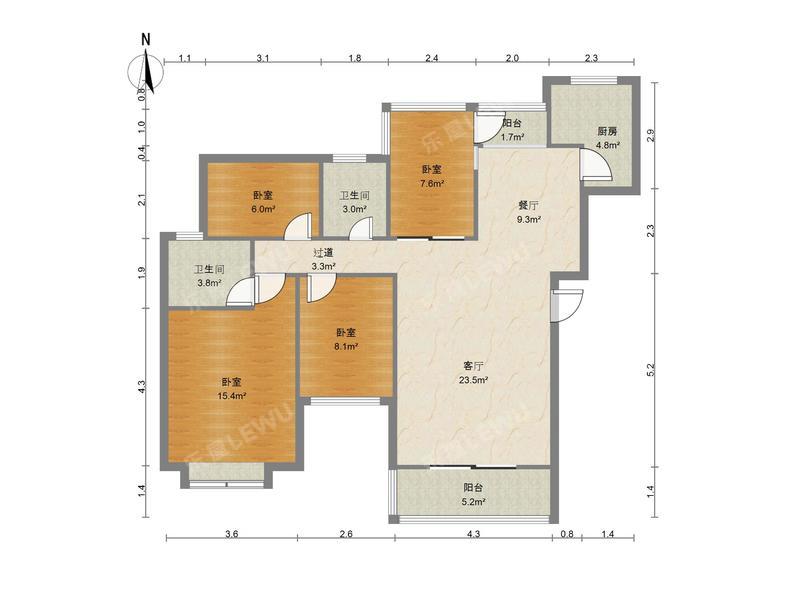 深圳百合星城(二期)户型照片_百合星城(二期) 4室2厅117.48m²整租